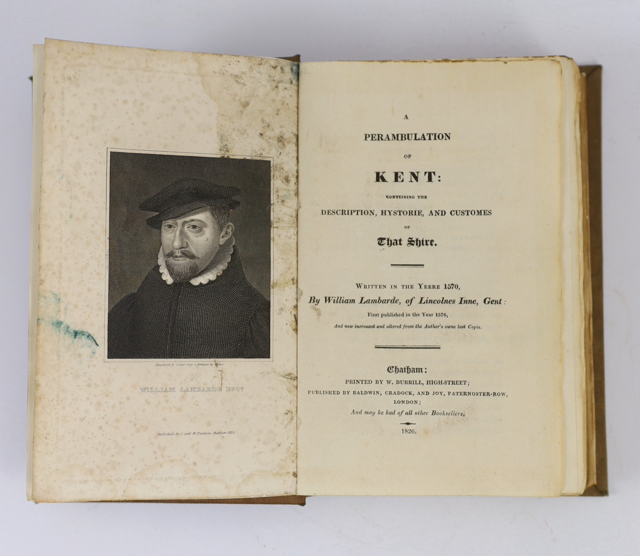 KENT: Robinson, Thomas - The Common Law of Kent: or, the Customs of Gavelkind. With an Appendix concerning Borough-English. calf-backed cloth. 1741; Lambarde, William - A Perambulation of Kent ... (new edition) engraved